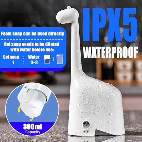 Automatic Foaming Soap Dispenser,10oz/300ml Touchless Smart Dispenser,Rechargeable Electric with 3-Level Adjustable Foam,IPX5 Waterproof for Bathroom Kitchen,White - color: White