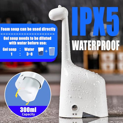 Automatic Foaming Soap Dispenser,10oz/300ml Touchless Smart Dispenser,Rechargeable Electric with 3-Level Adjustable Foam,IPX5 Waterproof for Bathroom Kitchen,White - color: White