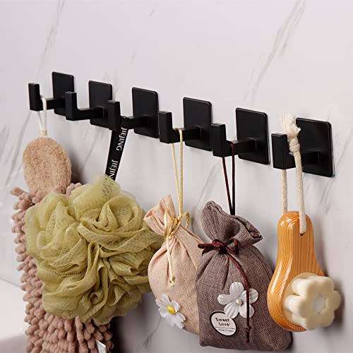 Bath Towel Hook,10 Pack Self Adhesive Square Coat Hooks, Sturdy No Drilling Robe Hook, Heavy Duty Aluminum Clothes Hanger, Wall Hooks for Bathroom Bedroom Kitchen (2 Inch,Black) - color: Black, size: 10 Pack