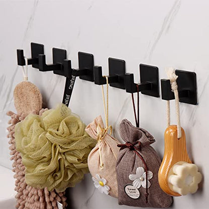 Bath Towel Hook,10 Pack Self Adhesive Square Coat Hooks, Sturdy No Drilling Robe Hook, Heavy Duty Aluminum Clothes Hanger, Wall Hooks for Bathroom Bedroom Kitchen (2 Inch,Black) - color: Black, size: 10 Pack