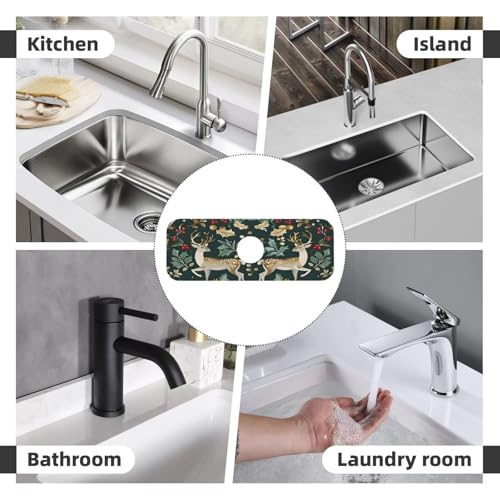 Christmas Kitchen sink faucet pad, strong water absorption, anti slip, easy to clean, very suitable for splash and drip prevention, suitable for kitchens and bathrooms - color: Christmas