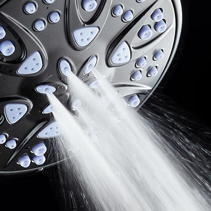 AquaDance Antimicrobial – Anti-Clog High-Pressure 6-Setting Shower Head with Microban Nozzle Protection from Growth of Mold, Mildew & Bacteria for Stronger Shower! 4" Sunset Blue - color: Matte Black / Sunset Blue Jets, style: 2.5 Gallons Per Minute