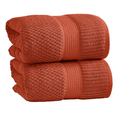 NY Loft 100% Cotton 2-Pack Oversized Bath Towel Set | Clay | Quick-Dry | Two Oversized 35" x 70" Bath Towels / Bath Sheets | Super Absorbent | Designer-Styled Texture - color: Baked Clay, size: Bath Sheets (2 Pack)