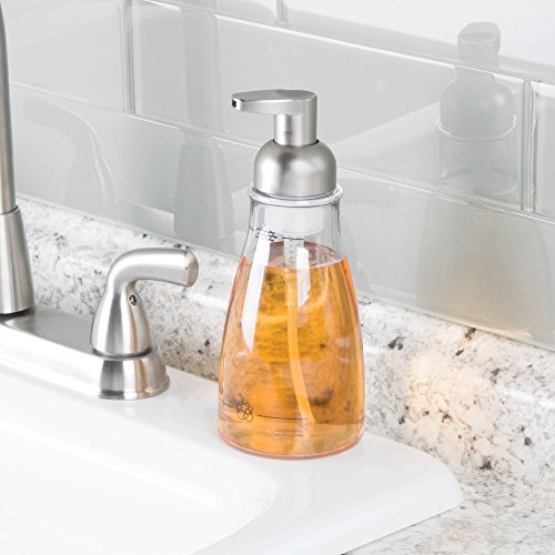 iDesign Foaming Soap Dispenser, Clear and Brushed Nickel | For Kitchen, Bathroom, Sink, Vanity - color: Clear/Brushed Nickel, style: Pack of 1