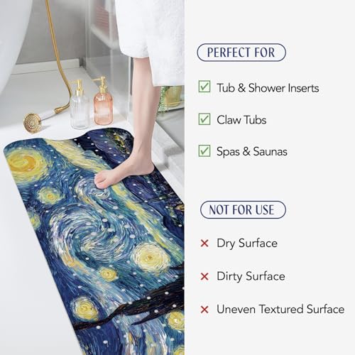 SHUCHING Blue Bath Mat for Tub Non Slip-40x16 Inch, Starry Sky | Bathtub Mat for Elderly Mold Free, Long Shower Mat for Inside Shower with Suction Cup, Machine Washable - color: Starry Sky