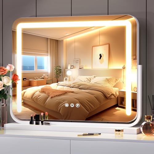 Lighted Makeup Mirror with Lights,Vanity Mirror with Lights, 21"×15.7" - size: 20.5"L x 15.7"W - Light Strip
