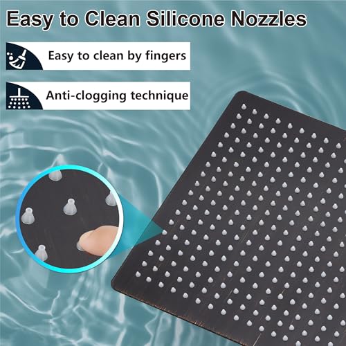 Midanya Square Rain Shower Head,High Pressure,Oil Rubbed Bronze 16 Inch | 360°Swivel,Ceiling or Wall Mount,Waterfall Full Body Coverage,Bathroom Remodel,Stainless Steel Large Rainfall Shower Head - color: Bronze, size: 16 Inch