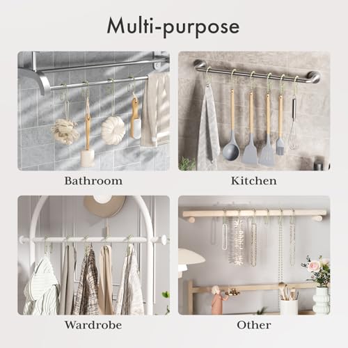 AmazerBath Sage Green Shower Curtain Hooks - Rust Proof Non-Slip Double Hooks for Curtains, Sturdy Metal Rings 12Pcs - color: Sage Green, style: Modern