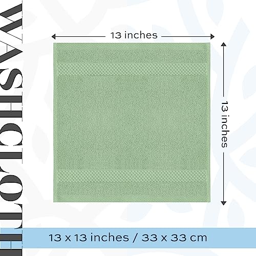 White Classic Luxury Cotton Washcloths 13x13 Inch - 650 GSM Turkish Cotton | Hotel, Spa, Bathroom Face Towel | 12 Pack, Mint Green - color: 10: Mint Green