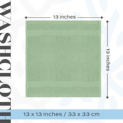 White Classic Luxury Cotton Washcloths 13x13 Inch - 650 GSM Turkish Cotton | Hotel, Spa, Bathroom Face Towel | 12 Pack, Mint Green - color: 10: Mint Green