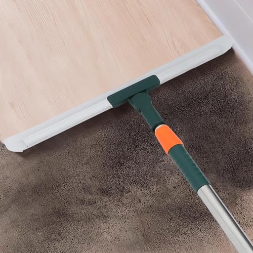 Silicone Squeegee for Window Cleaning and Shower Walls, 36cm Long Handle Water Scraper with Extendable Rod, Floor and Tile Scraper for Bathroom and Kitchen Use