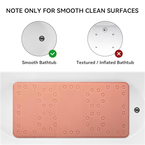 Bathtub Mat Non Slip 36” X 17” Shower Mat Soft Foam Bath Mats for Bathroom Tub, Bathtub Mat with Drain Holes, Suction Cups, Shower Mat Non Slip (Orange, 36'' x 17'') - color: Orange