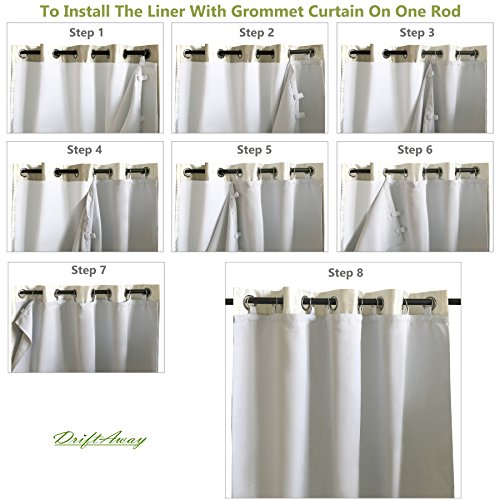 DriftAway Thermal Insulated Blackout Curtain Liner 2 Panels Each Liner Size 50 Inch by 58 Inch Rings Included - size: 50"W x 58"L (Pack of 2)