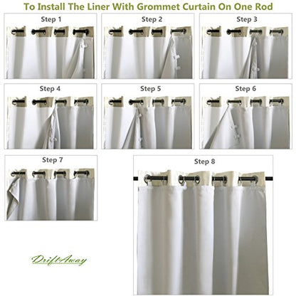 DriftAway Thermal Insulated Blackout Curtain Liner 2 Panels Each Liner Size 50 Inch by 92 Inch Rings Included - size: 50"W x 92"L (Pack of 2)