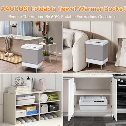 AAOBOSI Towel Warmer,4 in 1 Heating-Drying-Delaying-Foldable 35L Quick Heating Towel Warmers Portable Towel Heater Dryer for Bathrooms,Spas,12 Level Timer&Auto Shut Off,Great Gift for Loved Ones