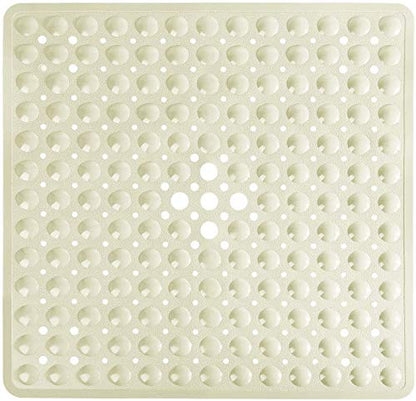 Yimobra Shower Mat 21X21 Inch Square, Non Slip Bathtub Mat with Large Suction Cups&Drain Holes, Soft Fast Dry Shower Stall Mats for Inside Shower, Machine Washable BPA-Free, Bath Essentials, Beige - color: Beige, size: 21 x 21 inches