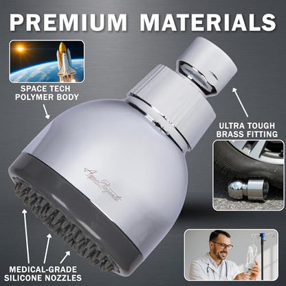 High Pressure Shower Head - 2.5 GPM - Polished Chrome | Best 3 Inch Wall Mount Bathroom Showerhead For Boosting Low Flow With Anti-Clog Nozzles, Adjustable Brass Ball Joint - color: Polished Chrome, size: 2.5 GPM