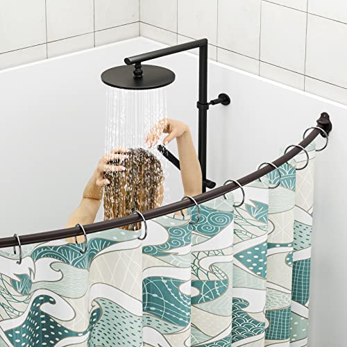 Mcrbeay Curved Shower Curtain Rod, Stainless Steel, Adjustable 40-72 inch | Heavy Duty, Extra Wide Round Shower Rod for Bathroom, Shower Stall, Bathtub, Rustproof, Bronze - color: Bronze, size: 40-72 Inches