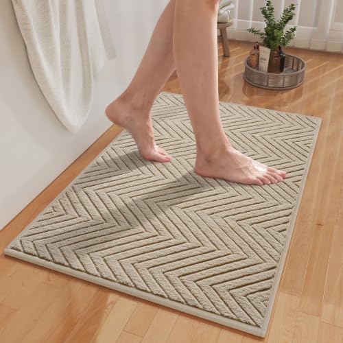 Bathroom Rugs Thin Non Slip Bath Mat for Bathroom Browm 20"x32" | Quick Dry Absorbent Washable Rubber Backing Bath Rug Shower Mat Bathroom Floor Mat For Sink Bathtub Beside Shower Entrance - color: Brown-b, size: 20"x32"