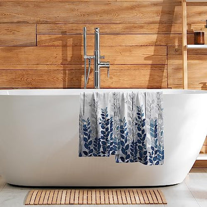 Giwawa Blue Eucalyptus Leaves Hand Towels Set of 2 Rustic Wood Soft Guest Bath Towel Kitchen Dish Towels Spa Home Bathroom Decorations - color: Blue Leaf Wood