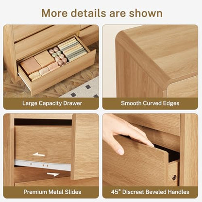55" Dresser for Bedroom with 6 Drawers, Dressers & Chests of Drawers with Curved Profile Design, 6 Drawer Dresser, Bedroom Dressers, Wood Dressers for Bedroom, Hallway, Natural - color: Natural, 6 Drawers