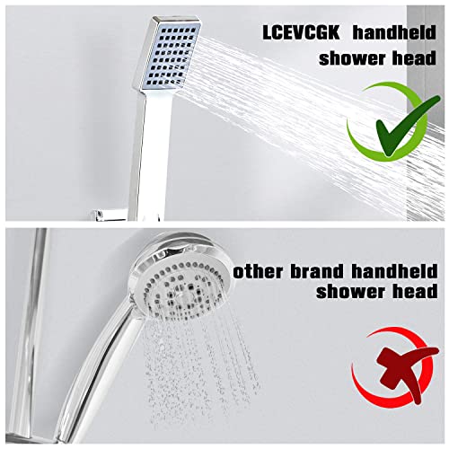 Shower Head - Shower Faucet Set Square Shower Combo System with 8'' Rainfall Shower Head Wall Mount Handheld Shower, Stainless Steel with Chrome Finish Bath Shower Head,Chrome - color: Chrome, style: 8 Inch Without Setting