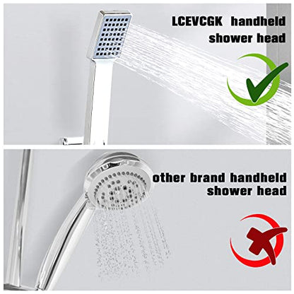 Shower Head - Shower Faucet Set Square Shower Combo System with 8'' Rainfall Shower Head Wall Mount Handheld Shower, Stainless Steel with Chrome Finish Bath Shower Head,Chrome - color: Chrome, style: 8 Inch Without Setting
