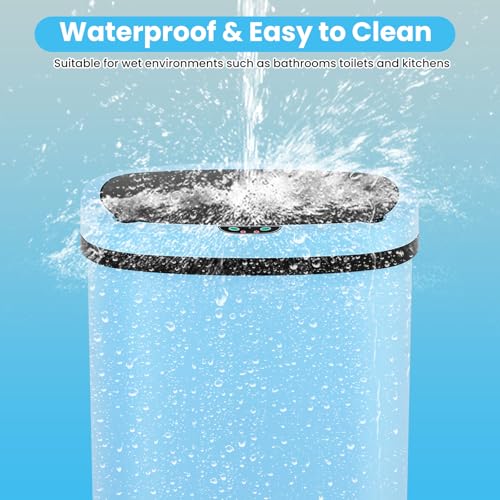 13 Gallon Automatic Kitchen Trash Can with Lid, Touchless Motion Sensor Garbage Can - Hygienic, Odor Control, Waterproof Waste Bin for Kitchen Bathroom Bedroom Office (50L), PP Plastic, Blue - color: Blue