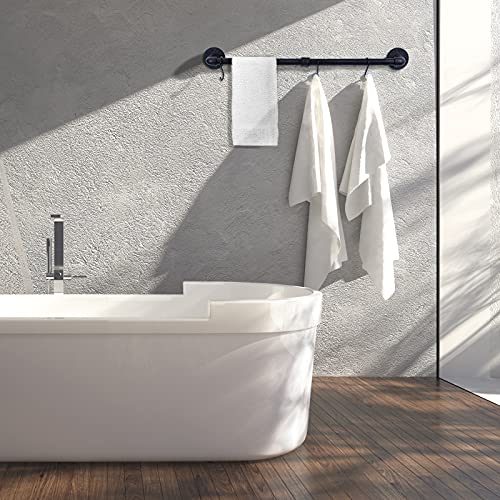 Industrial Black Pipe Towel Bar, 33.4 Inch Long Bath Towel Rack, Wall Mounted Heavy Duty Thicken Bathroom Hardware Towel Holder Organizer, Rustic Towel Rails - size: 33.4 inches