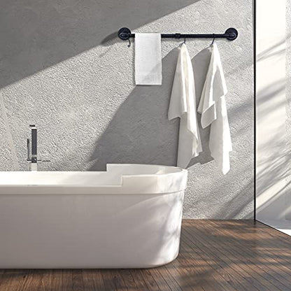 Industrial Black Pipe Towel Bar, 33.4 Inch Long Bath Towel Rack, Wall Mounted Heavy Duty Thicken Bathroom Hardware Towel Holder Organizer, Rustic Towel Rails - size: 33.4 inches