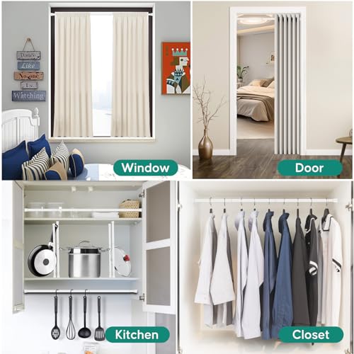 Shower Curtain Rod, No Drill Spring Tension Curtain Rods for Windows, Bathroom, Closet, Non-Slip, Anti-Rust, 0.87" Diameter, White, 1 pack - color: white, size: 28"-77" 1pcs