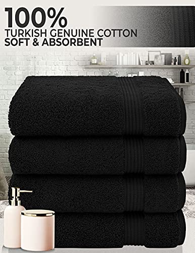 Cotton Paradise 100% Cotton Turkish Towel Set, Soft Absorbent Quick Dry, 4 Piece Bath Towel Set, Coal Black - color: Coal Black, size: 27"x54"