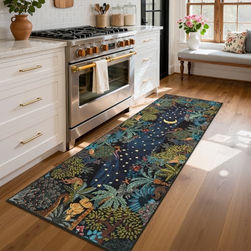 GarveeHome Jungle Animal Washable Area Rug - color: Blue, size: 2' x 10' (Rectangular)