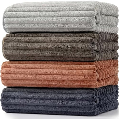 4 Pcs Extra Large Bath Towel 40x80'',Neutral Earth Styles - color: Neutral Earth Styles