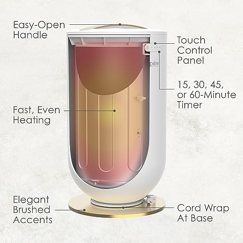 Pure Enrichment PureBliss Luxury Towel Warmer - Extra Large 20L Heats Towels, Robes, Blankets, or Clothing - Modern Bucket Design, 4 Heat Timer Settings & Auto Shut-Off (White & Brushed Gold) - color: White & Brushed Gold