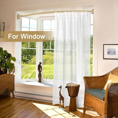 Curved Shower Curtain Rod 35-82In(2.9-6.8Ft), Gold Round Rustproof Shower Rod for Bathroom Bathtub, Adjustable Arched Shower Curtain Rod, Never Rust|Extra Space|Non-Slip|Expandable|Need to Drill. - color: Gold