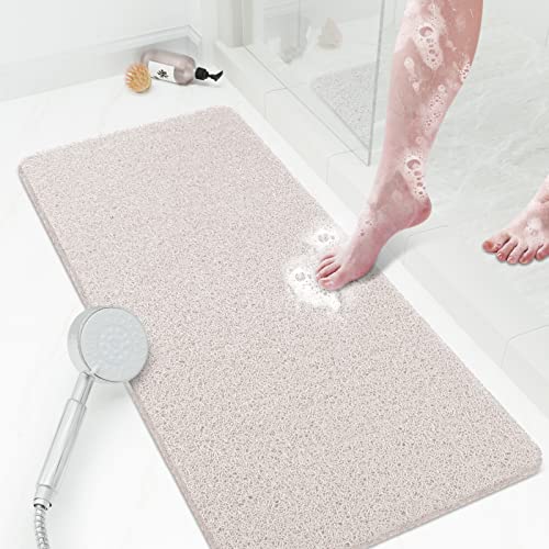 SoftDuo Shower Mat Bathtub Mat Non-Slip Soft Tub Mat | 36x16 inch,PVC Loofah Bath Mat with Drain for Tub and Bathroom,Quick Drying,White - color: White, size: 36" x 16" (Rectangular)