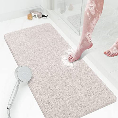 SoftDuo Shower Mat Bathtub Mat Non-Slip Soft Tub Mat | 36x16 inch,PVC Loofah Bath Mat with Drain for Tub and Bathroom,Quick Drying,White - color: White, size: 36" x 16" (Rectangular)