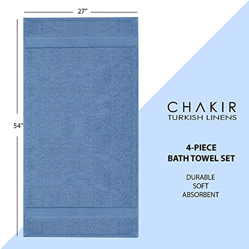 Chakir Turkish Linens | Hotel & Spa Quality 100% Cotton Premium Turkish Towels | Soft & Absorbent (4-Piece Bath Towels, Wedgewood) - color: Wedgewood
