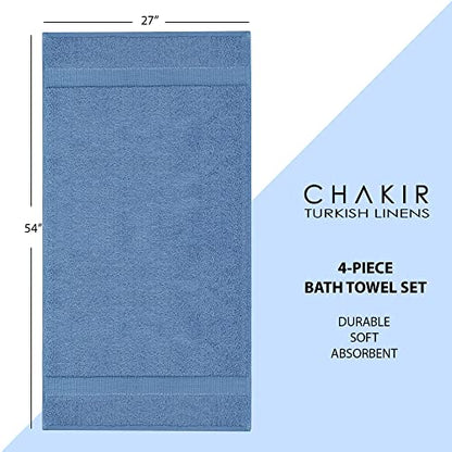 Chakir Turkish Linens | Hotel & Spa Quality 100% Cotton Premium Turkish Towels | Soft & Absorbent (4-Piece Bath Towels, Wedgewood) - color: Wedgewood