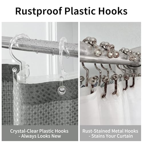 QiyI 3 in 1 Waffle Shower Curtain Set with Liner, Grey, 36 x 72 | Shower Curtain and Liner Set with Hooks, Waterproof Stall Bathroom Curtain with PEVA Liner & 6 Double Sided Plastic Rings - color: Grey, size: 36"W x 72"L (Pack of 1)