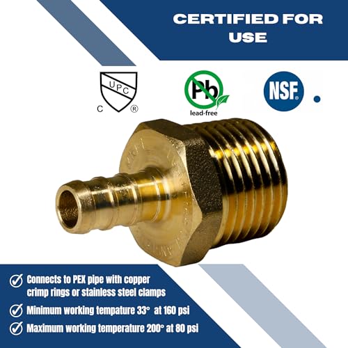 XFITTING 3/8 inch Pex x 1/2 inch Male NPT Adapter, 24-4-8=2X, 2 Pieces - size: 3/8" Pex x 1/2" Male