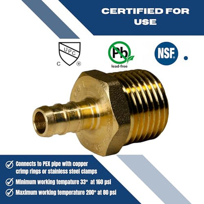 XFITTING 3/8 inch Pex x 1/2 inch Male NPT Adapter, 24-4-8=2X, 2 Pieces - size: 3/8" Pex x 1/2" Male