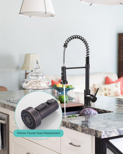 Pull Down Faucet Head Replacement: 3-Function Kitchen Faucet Head with 9 Adapters - Oil Rubbed Bronze Kitchen Sink Spray Replacement Compatible with Moen, Delta, American Standard Faucets - color: Oil Rubbed Bronze