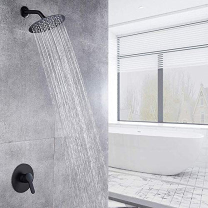 Voolan High Pressure Rain Shower Head - Rainfall Shower head Made of All Metal Stainless Steel - Comfortable Shower Experience Even at Low Water Flow (8 Inch, Black) - color: Matte Black, size: 8 Inch