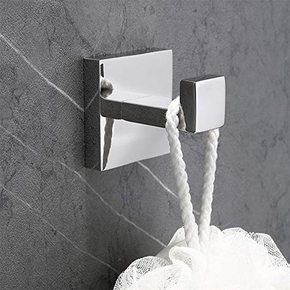 Nolimas Towel Hook Stainless Steel Bathroom Rustproof Clothes Towel Coat Hook Wall Mounted Square Toilet Kitchen, Heavy Duty Door Hanger, 2 Pack, Chrome Polished - color: Chrome Polished, size: 2 Pack