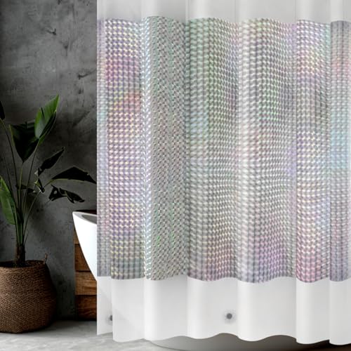 Holographic 3D EVA Shower Curtain Liner Cube, 72x72 Premium Clear Plastic Bathroom Shower Curtain with Rustproof Metal Grommets for Shower Stall, Bathtubs - color: A-holographic, size: 72"W x 72"L (Pack of 1)