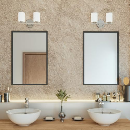 Replay Collection 2-Light Etched White Glass Modern Bath Vanity Light Polished Nickel - color: Polished Nickel, size: 2-Light