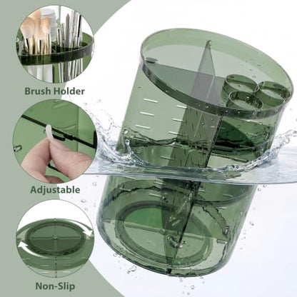 Rotating Makeup Organizer, DIY 8 Adjustable Layers Spinning Skincare Storage, Cosmetic Display Case with Brush Holder and Perfume Tray, Multi-Function Vanity Bathroom Countertop Organizer Clear Green - color: Clear Green