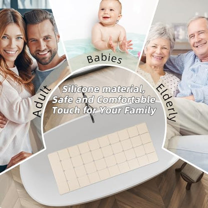 Bathtub Mat Non-Slip Silicone Soft Odorless Large Bath Mat No Suction Cups for Refinished,Reglazed and Textured Shower Mats Non Slip Extra Long Tub Mat (16x40inch Beige) - color: Beige